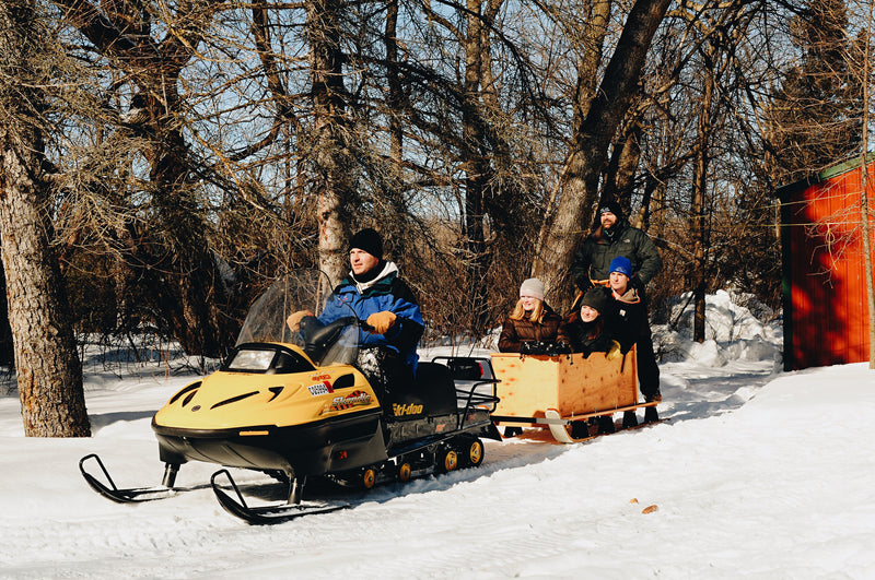 pull-behind wooden box-freight sled for snowmobile
